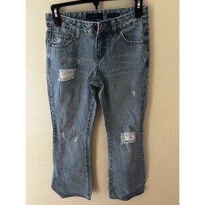 VTG Y2K Aeropostale Jeans Women 00S Blue Denim Pants Low Rise Flare Rhinestone